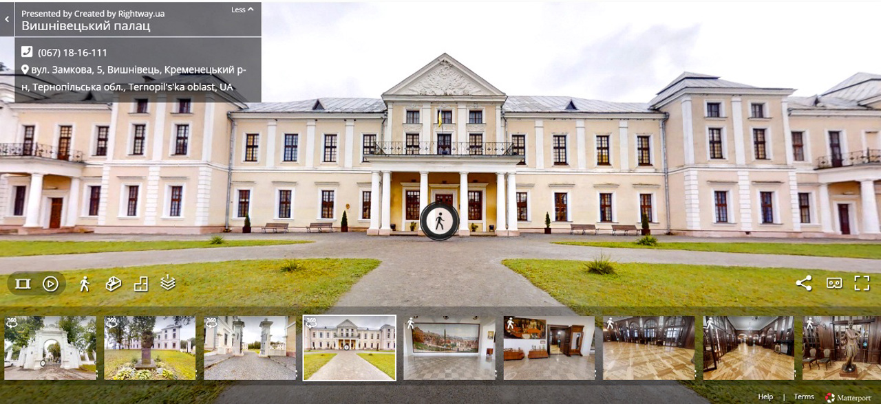 Заповідник "Замки Тернопілля" презентував 3D-тур Вишнівецьким палацом